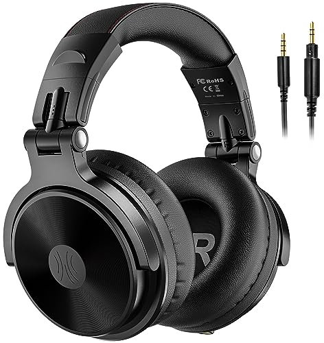 OneOdio Bluetooth Kopfhörer Over Ear,110 Std Spielzeit Kopfhörer Kabellos Bluetooth, HiFi Stereo, Eingebautes Mikrofon, Faltbares Wireless Headphones mit 50mm Treiber für Handy/Laptops/PC,Schwarz