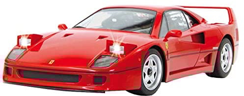 JAMARA Ferrari F40 1:14 27Mhz - offiziell lizenziert, ca 1 Stunde Fahrzeit bei ca 11 Kmh, LED Licht, Perfekt nachgebildete Details, detaillierter Innenraum, hochwertige Verarbeitung