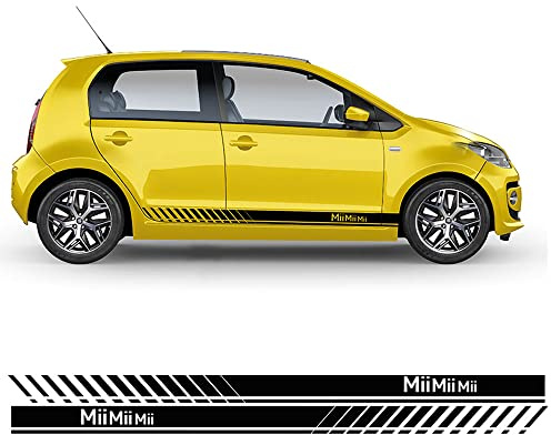 Auto-Dress Seitenstreifen Aufkleber Set/Dekor passend für Seat MII - Motiv: MiiMiiMii Racing (210 Black Gloss)