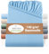 BaSaTex Doppelpack Bio Jersey Kinder Spannbettlaken 100% GOTS Zertifizierte Baumwolle - Spannbettlaken für Kinder- und Babybetten 60x120 – 70x140 cm - Farbe: Rauchblau