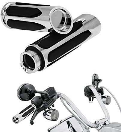 HDBUBALUS Soft Touch Handgriffe Motorrad 2,5 cm Griffe passend für Harley Touring Sportster Dyna 883 1200 Softail Custom Chrome