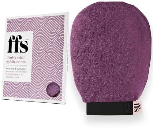 FFS Beauty Double-Sided Exfoliating Mitt - Exfoliating Mitt for Dead Skin, Exfoliating Glove to Unclog Pores & Revive Dull Skin, Tanning Mitt for Sensitive Skin, Body Scrub Glove to Leave Skin Smooth