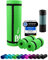 NBR Fitnessmatte Yogamatte 190 x 60 x 1.0 + 2 Fitness Pads 25 x 61 x 1,5 cm Grün Green Sportmatte Gymnastikmatte Trainingsmatte rutschfest Matte Mat Sport Yoga Kniekissen Kniematte Gymnastik Tragegurt