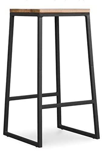 Addecor Taburete Alto de Color Negro y Madera | Taburete para Cocina de Hierro Acerado | 76 x 40 x 40 cm | Modelo Austin | Taburete de Madera con Reposapiés | Elegante, Robusto y Fuerte
