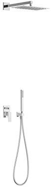 TRES - Kit de grifo monomando empotrado de 2 vías para ducha, gama Cuadro-Tres, con rociador de 30 x 20 centímetros y ducha de mano, acabado cromo (referencia: 698003)