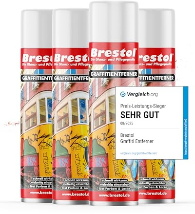 BRESTOL® GRAFFITI ENTFERNER 4x 400 ml Spray - Graffitilöser Farbabbeizer Farblöser Farbentferner Lackentferner Lacklöser Lasurlöser Lasurentferner Dispersionsmittel Abbeizmittel Abbeizer