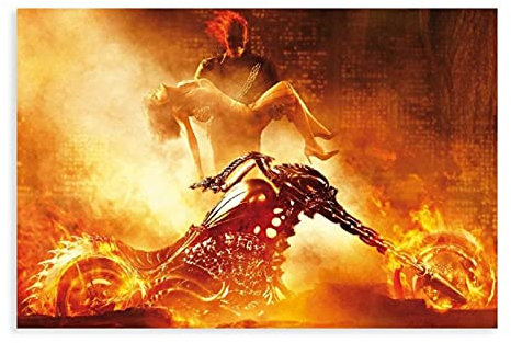 Ghost Rider Johnny Blaze Nicolas Cage Movie Classics 1 Canvas Poster Bedroom Decor Sports Landscape Office Room Decor Gift Unframe:12×18inch(30×45cm)