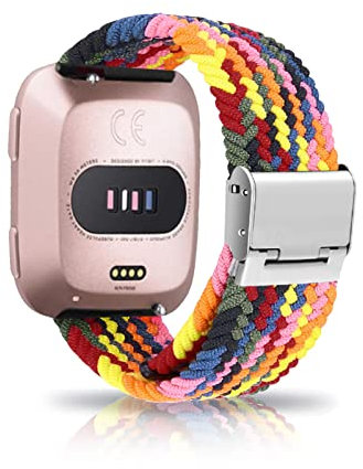 Nylon Armband Kompatibel mit Fitbit Versa/Versa 2/Versa Lite Armband Fitbit Versa 3 /Sense Armband Für Damen Herren Stoff Ersatzband mit Uhrenarmband (7,Versa/Versa 2/Lite)