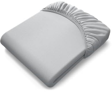 bett1 BODYGUARD Jersey-Spannbettlaken 180-200x220 cm (Silber, robust, waschbar bei 60 °C, Rundum-Gummizug, Oeko-Tex 100)