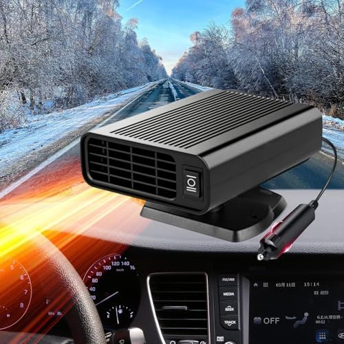 12V Car Heater, Portable Heater that Plugs Into Cigarette Lighter, 2 in 1 Fast Heating Cooling Car Defroster for Quick Heating Defrosting Automobile Windscreen Fan