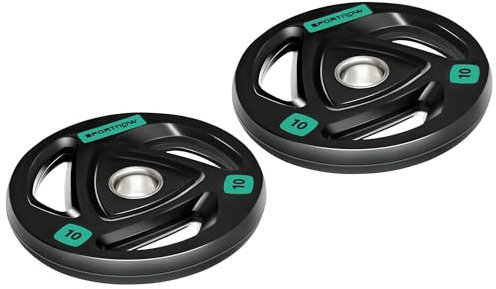 SPORTNOW Two 10kg Olympic Weight Plates, Tri-Grip Rubber-Coated Barbell Weights, with 5cm Holes, for Home, Gym, Lifting, Strength Training