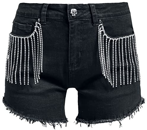 Rock Rebel by EMP Damen Schwarze Shorts mit Strassstein- Applikation 28