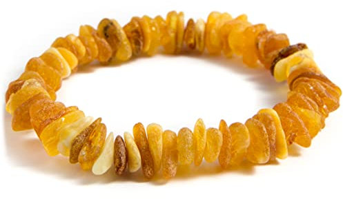 Generisch Erwachsenen Unisex Armband aus Baltischem Bernstein, Handgefertigter Schmuck, 15-19 cm Handgelenkgröße (Helle matte Sandfarbe)