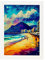 Nacnic Poster Copacabana Strand im Ölgemälde Stil. Illustrationen von Denkmälern und Städten im fotografischen Vollfarbstil. Innenarchitektur und Dekoration. A4 mit weißen Rahmen.