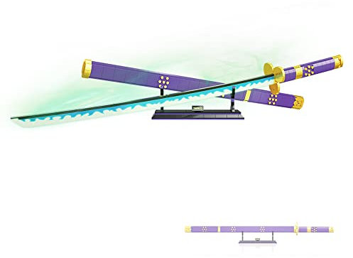 BSSW Anime Schwert Katana Splicing Model Building Blocks, 1016 Teile, 38,8 Zoll Samurai Schwert Set mit Scheide und Ständer, Cosplay Anime Sword Katana (Luminous), QG 721