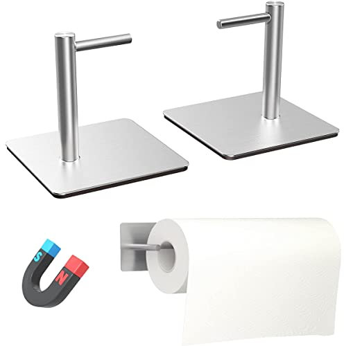 Thipoten Magnetic Paper Towel Holder, Strong Magnetic Hooks/Rack for Kitchen, Work Benches, Storage Closets, Grill, Garage (Silver)