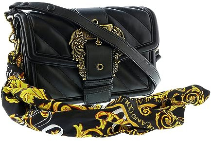 Versace JEANS COUTURE Borsa Tracolla Donna, art. 74VA4BF1 ZS409 899 Nera con Foulard Barocco, Tracolla regolabile, 3 Scomparti interni e tasca con Zip - cm. 24x15,5x10. D