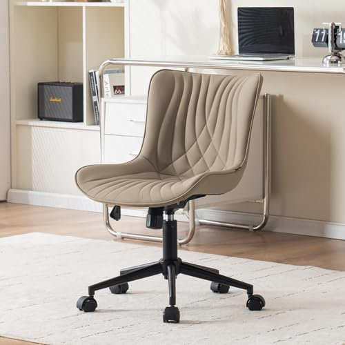 YOUTASTE Bürostuhl Ergonomischer im Fischschwanz-Design, Schreibtischstuhl Drehstuhl mit Rollen, Höhenverstellbarer und Wippfunktion, Computerstuhl für Homeoffice und Büro, Khaki