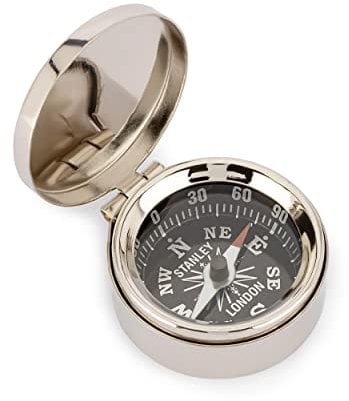 NKlaus Maritim Kleiner Kompass 3,5cm mit Deckel aus Messing vernickelt Taschenkompass 11803