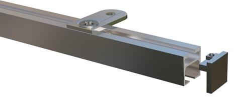 Gardineum - 1.20 m - eckige 20 x 20 Schiene mit Deckenträger, edelstahl-optik