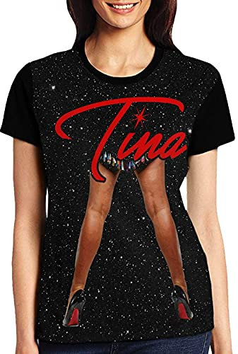 Women's Tina Turner Graphic T-Shirt Fashion Short Sleeve 3D Print Tee Shirt Top Black