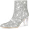 Perphy Stivaletti da donna con tacco trasparente e glitter scintillanti, Argento, 40.5 EU