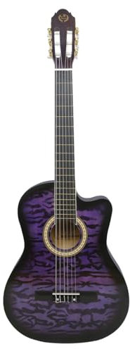 39 Konzertgitarre, Fichte Top Akustikgitarre, Erwachsene Performance Grade Kerbgitarre, Musikinstrument, Fichte Kerbgitarre, Gitarre, Folk Gitarre, Zupfinstrument, Akustische Gitarre (Lila)