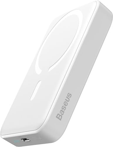 Baseus Magsafe Powerbank 10000mAh, Powerbank Magnetico Wireless, Power Bank Portatili per iPhone Serie 15/14/13/12, PD 20W USB-C Mini Powerbank, Bianco