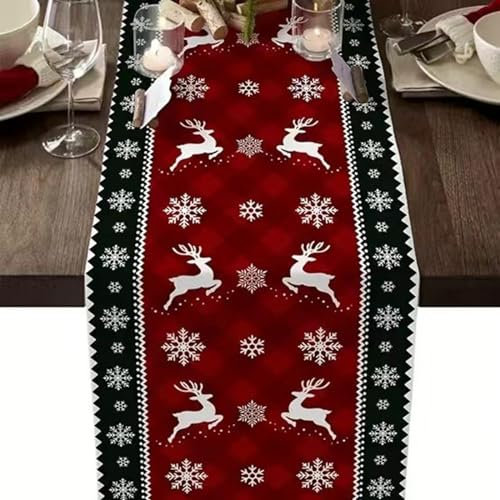 Herfair Tischläufer Weihnachten Saisonnal Winter Küche Tisch Dekoration Tischdeko Weihnachten Drinnen Urlaub Party Dekor Weihnachtsläufer Tisch (19)