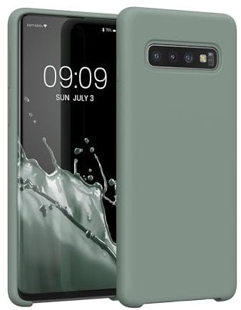 kwmobile Case Compatible with Samsung Galaxy S10 Case - TPU Silicone Phone Cover with Soft Finish - Rainwashed Green