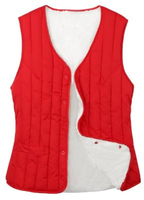 OutFyt Gilet Corto In Pile Da Donna, Con Bottone A Pressione Scaldacorpo Gilet Leggero Giacca Gilet Smanicato Senza Maniche Accogliente Gilet Esterno Scaldamani Gilet Imbottito Invernale,Rosso,M