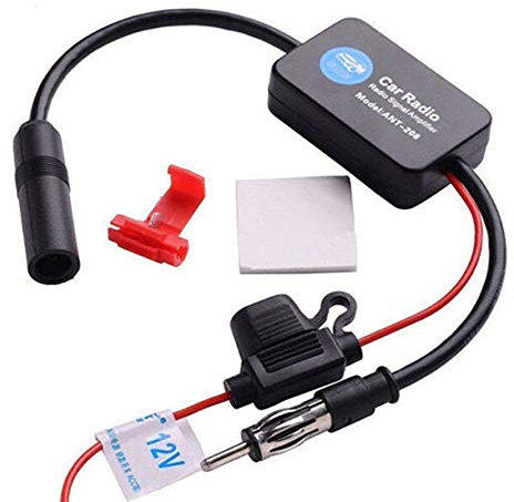 HUIOP Amplificateur de Signal d'autoradio,Auto Voiture FM AM Radio antenne de Signal stéréo amplificateur de Signal aérien Booster 12V