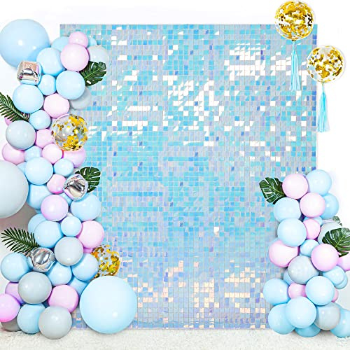 Mermaid Shimmer Wall Sequin Backdrop Panel Metallic Backdrop Disco Party Decoration Pack of 24 Glitter Colorful Panels