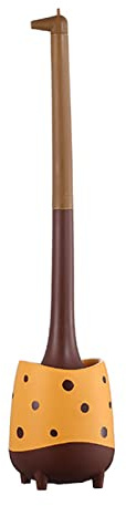 Yanwuwa Giraffe Toilet Brush, Long Handle, Leak-proof Base, Soft Nylon Bristles, Brown, 11.5x51cm/4.53x20.08inch, 1 Count