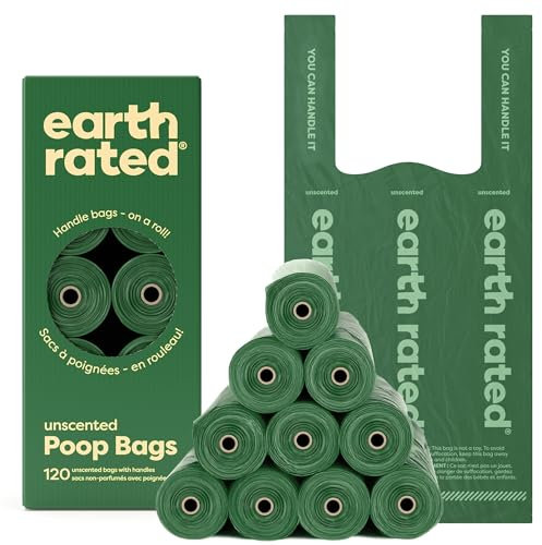 Earth Rated Hundekotbeutel mit Griffen zum Binden auf Nachfüllrollen, extra breit, einfach zu binden, garantiert auslaufsicher, geruchlos, 120 Stück