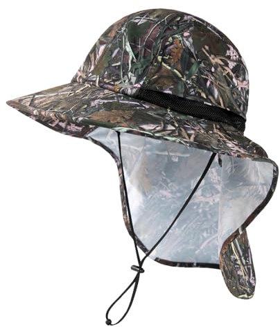 TOP-EX Sonnenhut Herren Breite Krempe Sonnenschutz Mütze Wasserdicht UPF 50 Outdoor Trekking Hut mit Nackenschutz Safari Sommer Mütze Verpackbar Tarnung L/XL