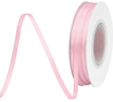 BVIEAKD 3mm breit 45m Long Double Face Pink Satin Ribbon Stoffband für Geschenkverpackungen Sehr geeignet für Hochzeiten Dekoration Blumenstrauß Ballons Kunsthandwerk Nähen Haarschleife