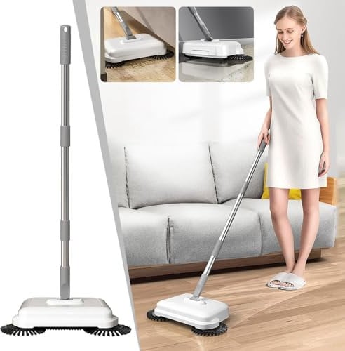 Bewinner 2-in-1 Kehrmaschine und Teppichkehrer – um 360° Drehbare Handkehrmaschine mit Langem Griff, Hängende Manuelle Staubsauger-Teppichreinigungsbürste für das Heimbüro