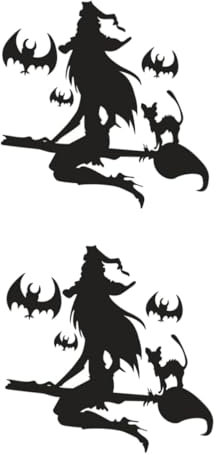 HOMSFOU 2st Wandtattoos Gruselige Halloween-wandaufkleber Fledermaus-wandaufkleber Fledermaus Fenster Haftet Abnehmbarer Wandaufkleber Mit Hexenfledermaus Schaufensterdekorationen Vampir