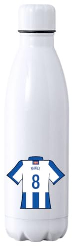 C&P Botella futbol personalizada, Botella de agua acero inoxidable térmica de doble Capa bebidas frías 24h y Calientes 12h, Capacidad 500 ml (R. Sociedad)