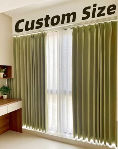 Kiyeocca Tende di dimensioni personalizzate per interni ed esterni, 95% oscuranti, trattamento per finestre, in voile schiacciato personalizzato, isolamento termico per camera da letto e soggiorno