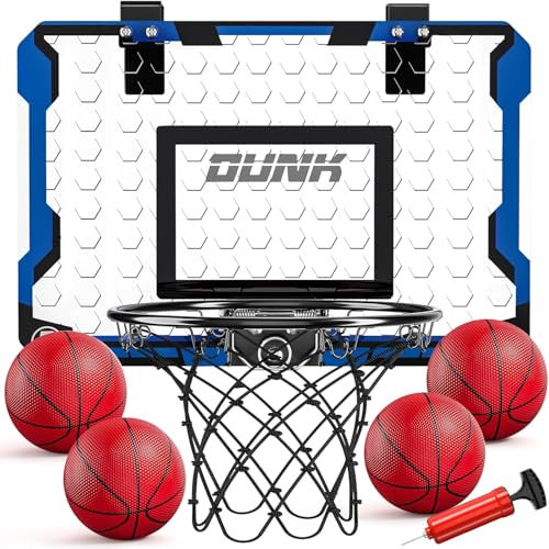 TEMI Basketballkorb Indoor, Mini-Basketballkorb mit 4 Bällen, über die Tür Basketballbrett für Kinder und Erwachsene, Basketball-Spielzeug für Jungen Mädchen Alter 3 4 5 6 7 8 9 10 11 12