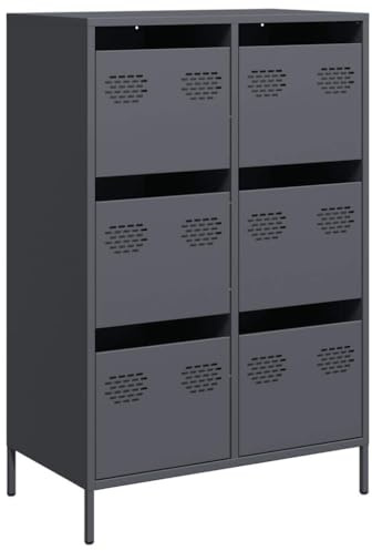 vidaXL Highboard Anthrazit 68x39x101,5 cm Stahl, Bücherschrank, moderner Bücherschrank, Bücherregal mit Schublade, Bücherregal
