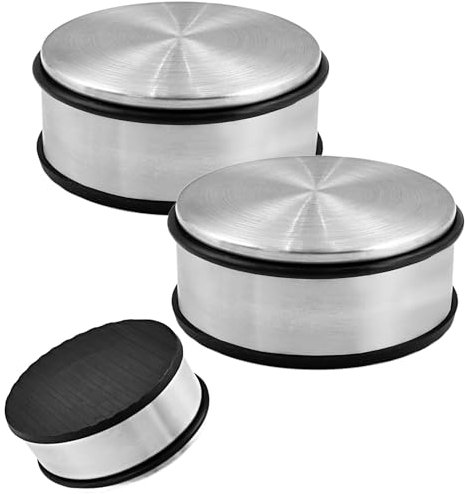 Türstopper Edelstahl massiv - Schwerer Türstopper Boden 1,2 Kg/Stk., Door Stopper im modernen Design versehen mit Gummiring zum Schutz der Türen (2er Set)
