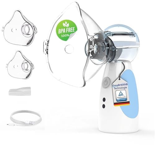 Horizon Health Easy Breath® Plus – BPA-frei & ohne Weichmacher – flüsterleiser Inhalator - Kinder & Erwachsene – tragbarer Nebulizer mit Smart Fill® Behälter, USB-Mikro Akku & autom. Reinigung