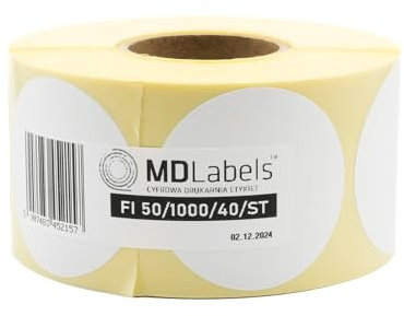 MD Labels Weiße Thermo etiketten auf Rolle fi 50 mm 1000 Stk. permanent haftend, für Barcode, weiße Klebeetiketten zur Beschriftung