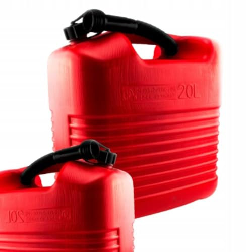 Anwicar Jerrican Essence 20L - Bidon essence avec Tuyau - Bidon de Réserve Robuste et étanche pour Essence et Diesel - Rouge