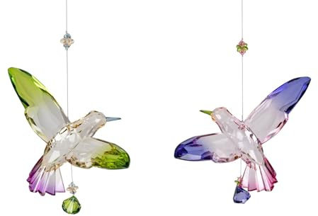formano 2er Set Girlande Kolibri 18 x 22 cm Fensterdeko, Hänger Hängedekoration hängend aus multifarbenem Acryl gefertigt Tiermotiv Vogel