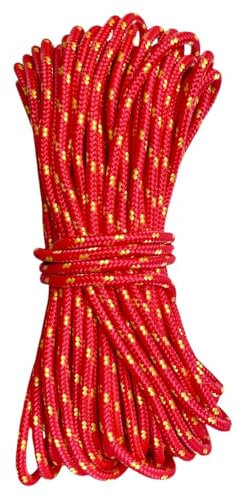 BK Shop Polypropylenseil 8 mm x 30 m - Geflochtene Schnur PP Rot - Wasserdichtes Seil mit Kern - UV-beständiges Zugseil - Polypropylen-Kordel für Bauwesen, Verkehr, Segeln und andere Wassersportarten
