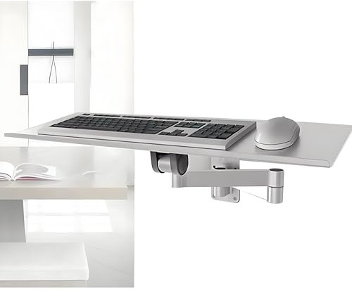 Wall Mount Keyboard Tray, Bracket Adjustable Wall Mouse Keyboard Shelf Space Saving Telescopic Industrial Wall Keyboard Stand, Load Capacity 8kg, for Laptop Notebook Netbook Tablet